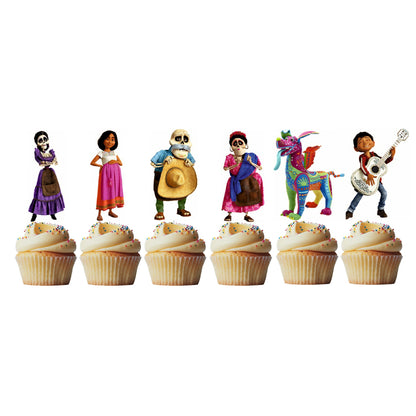 6 Cupcake Toppers Coco