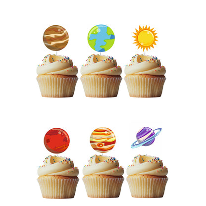 6 Cupcake Toppers Planetas