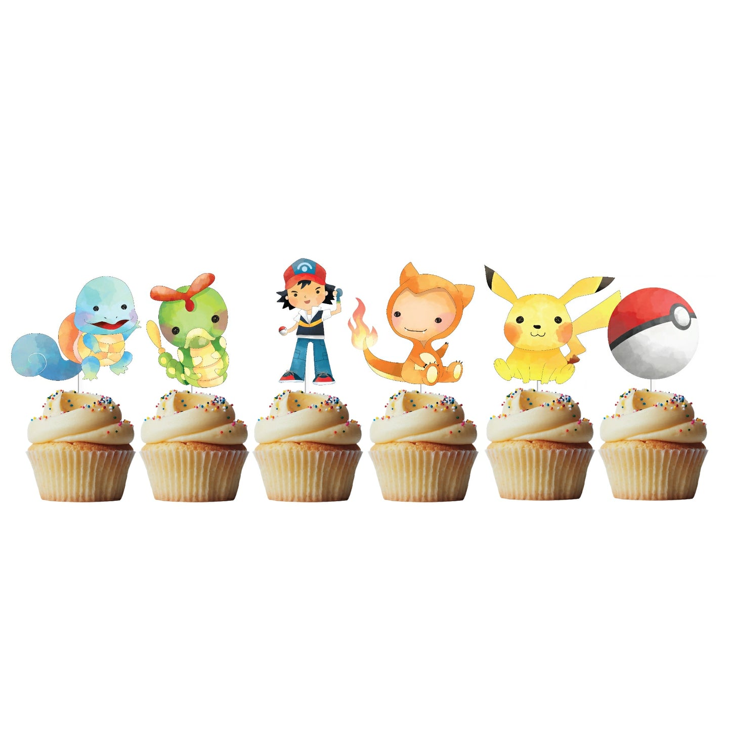 6 Cupcake Toppers Pokemon