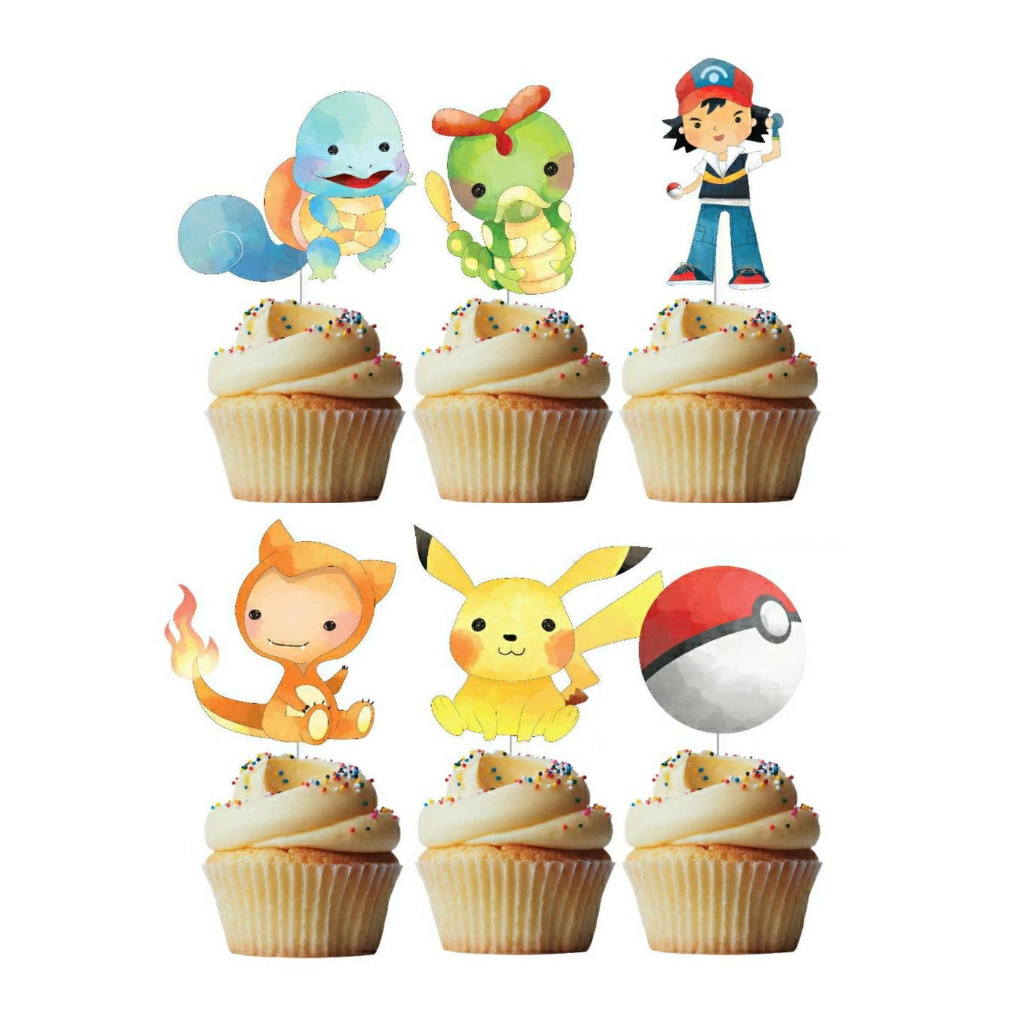 6 Cupcake Toppers Pokemon