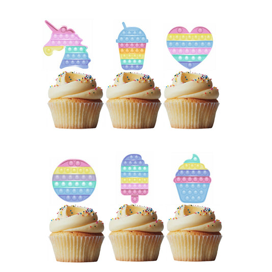 6 Cupcake Toppers Pop It Candy