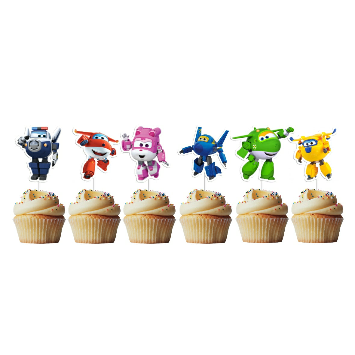 6 Cupcake Toppers Super Wings