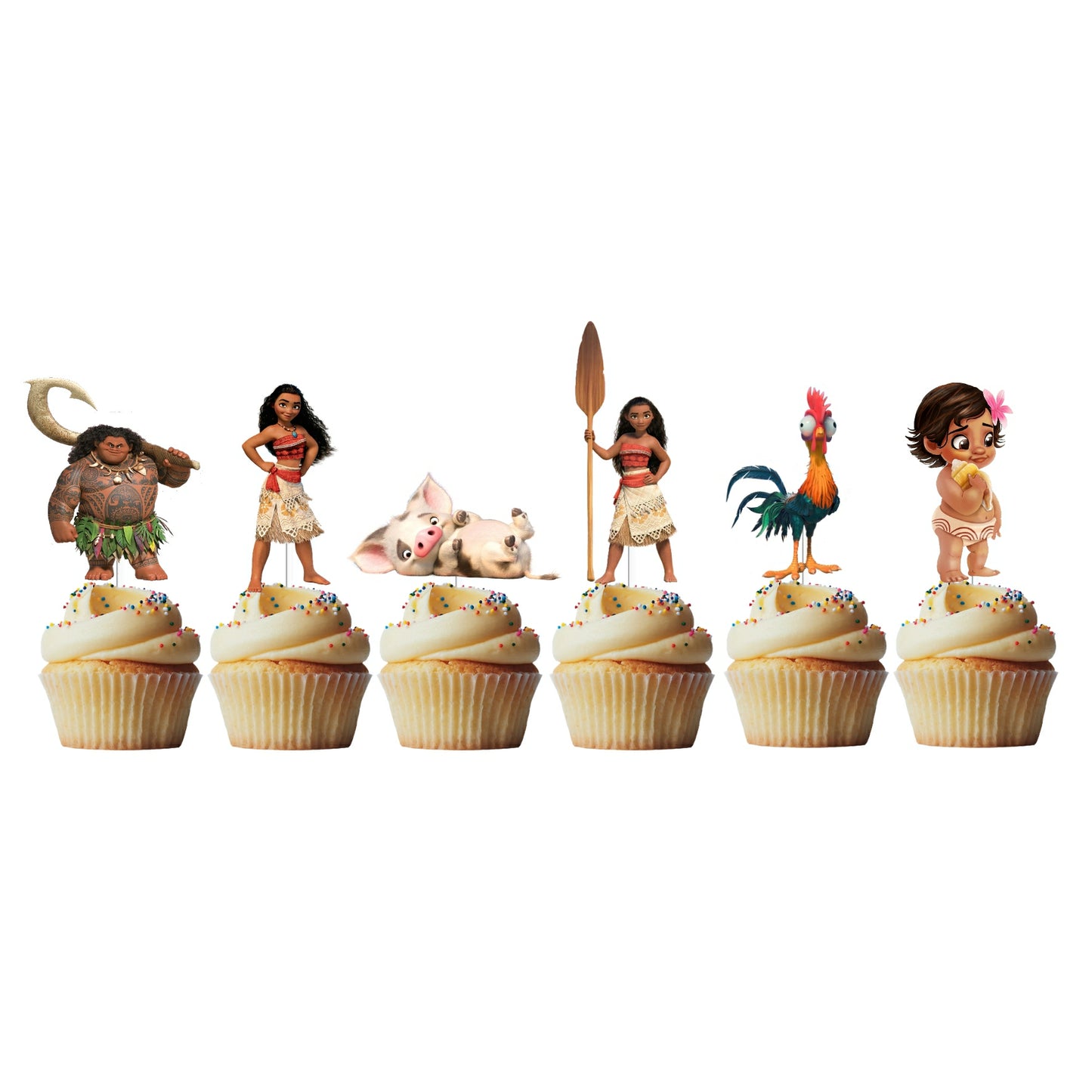 6 Cupcake Toppers Vaiana