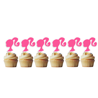 6 Cupcake Toppers Barbie