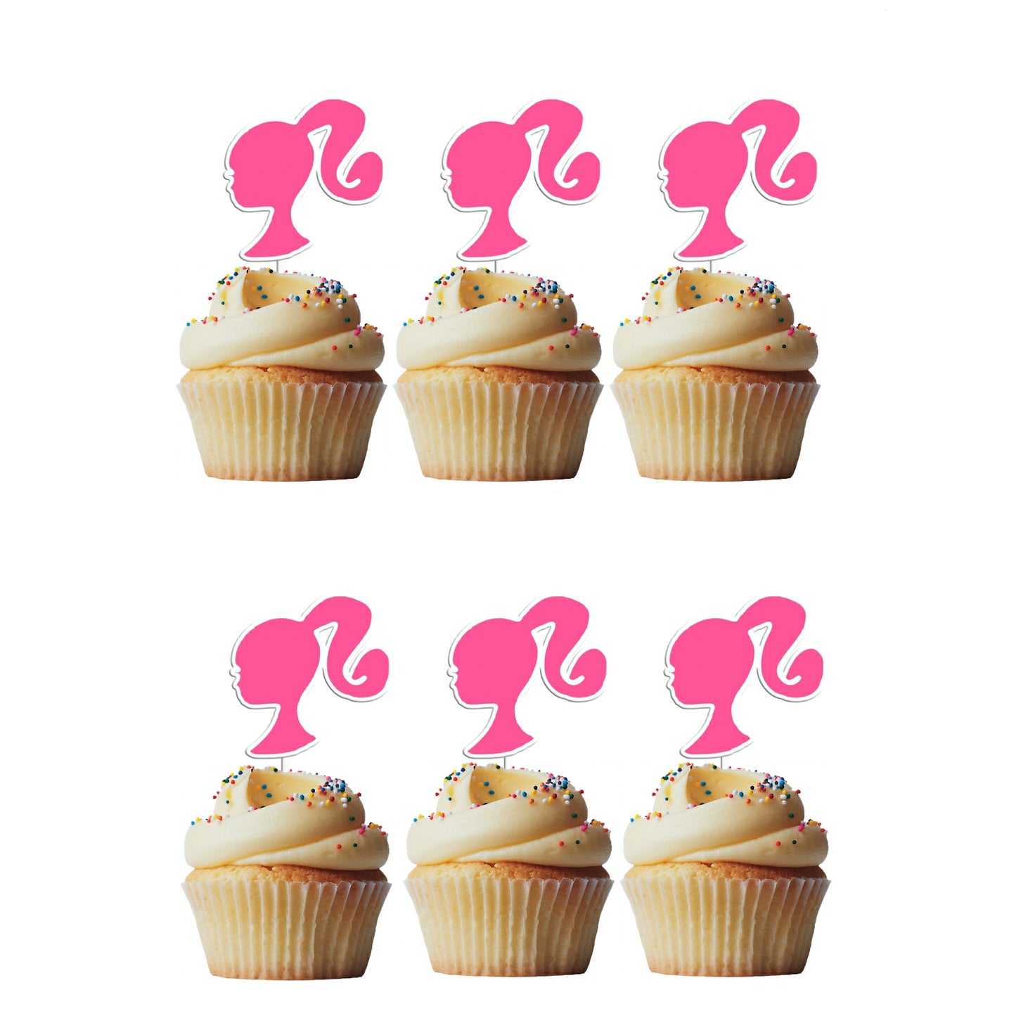 6 Cupcake Toppers Barbie