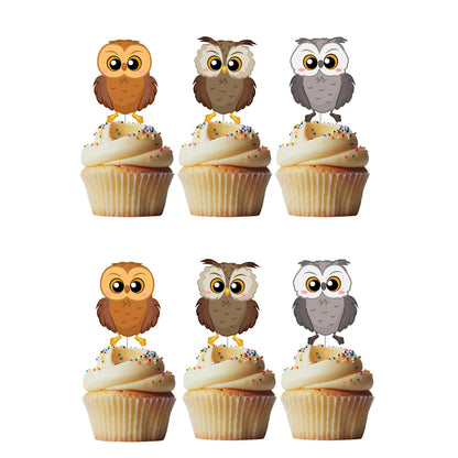 6 Cupcake Toppers Corujas