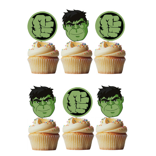 6 Cupcake Toppers Hulk