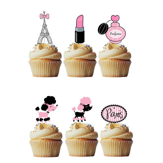 6 Cupcake Toppers Paris