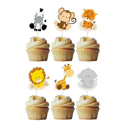 6 Cupcake Toppers Animais da Selva