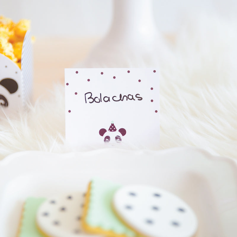 6 Etiquetas de Buffet em Branco Panda