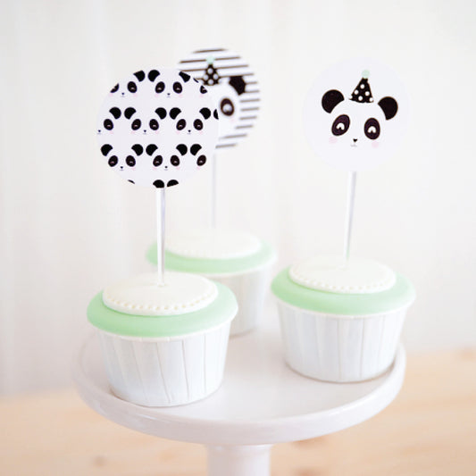 12 Cupcake Toppers Panda